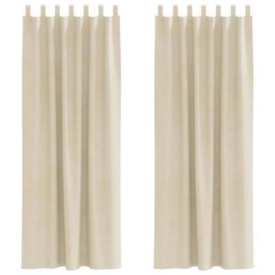 vidaXL - Blackout - Gordijnen - met - Hanglussen - 2 - stuks - Crème - Velours