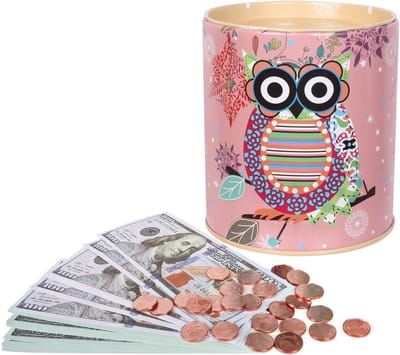 Liefdevolle geïllustreerde spaarpot voor kinderen - Perfecte verjaardagscadeaus en schoolgeschenken voor jongens en meisjes, metaal, roze