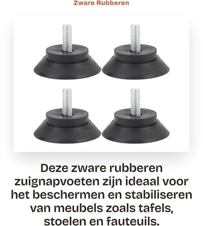 Dailygoods- Zuignap met Schroefbevestiging - Antislip Voeten - Rubber - Zware Bevestiging - Meubelstabiliteit - Set van 4 - Meubelvoeten