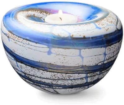 Urn-Klein-Ashouder-Waxinelicht-Waxinelichtjeshouder-Theelicht-Sfeer Licht-Theelicht-Theelichtje-Indigo-Gedenkornament Elan E01T-0,5IND