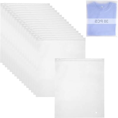 Herbruikbare Frosted Ziplock Pouch - 30 stuks - Grote Waterdichte Opberger - Rits Pouch voor Kleding en Schoenen - Handig voor Reizen - 40x30cm
