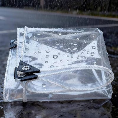 Transparant PVC Zeil - Waterdicht Dekzeil - Buiten Beschermen - Met Ingestanste Ringen - 035 mm dik - Transparant