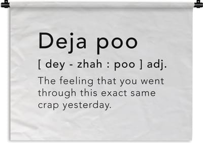 Wandkleed - Wanddoek - Spreuken - Quotes - The feeling that you went through this exact same crap yesterday - Woordenboek - 120x90 cm - Wandtapijt
