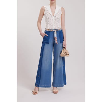 Anne Fontaine Yelena White Size: 42 | Wide-Leg & Flared Pants Outlet | Dames | Blauw