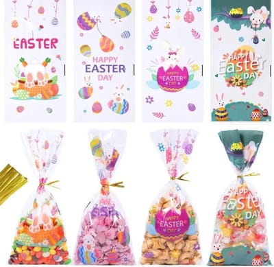 Akyol Traktatiezakjes pasen - 15 stuks - koekzakjes Pasen - Pasen - paas snoepzak - Pasen snoepzakjes - uitdeelzakjes voor een Pasen- uitdeelzakjes - Konijn zakjes - snoepzakjes - Bunny - feest - traktatie - konijnen uitdeelzakjes - pasen