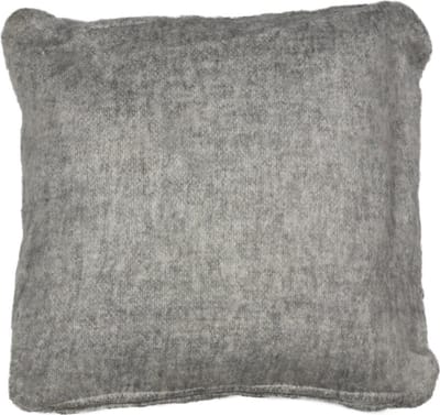 Kussen wol look rafel grijs/wit 45x45cm