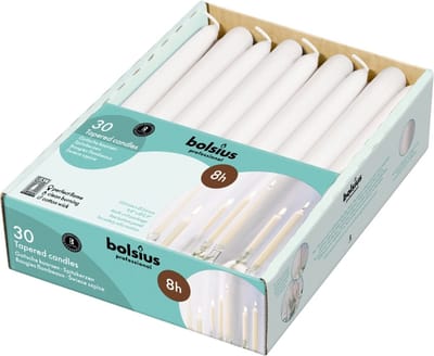Bolsius Professional - Horeca gotische kaars - 30 stuks per verpakking - Wit