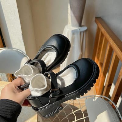 Chaussures Femme Ballerines Sabots Modis Plateforme Style Britannique Robe Nouveau Creepers Rétro Été Preppy Caoutchouc Rome Tissu Coton Pu Ho 38 black
