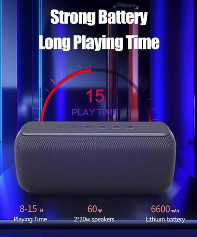 Draagbare Bluetooth Speaker - Draadloze Geluidsbox - Buitenfeestjes Muziek - Waterdicht IPX5 - 22cm Breed - Blauw