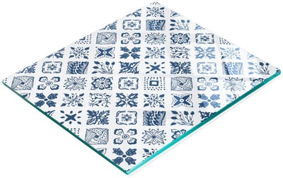 Keukenplank van gehard glas met decoratief bloemenpatroon, 60x52 cm