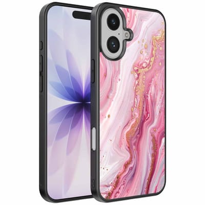 Geschikt voor iPhone 17 Telefoonhoesje met marmer opdruk - TPU backcover case marble design - Roze - Smartphonica geschikt voor iPhone 17