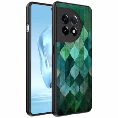 Geschikt voor OnePlus 12 Telefoonhoesje met Groene Bladeren Opdruk - TPU Backcover Case Green Leafs Design - Groen - Smartphonica geschikt voor OnePlus 12