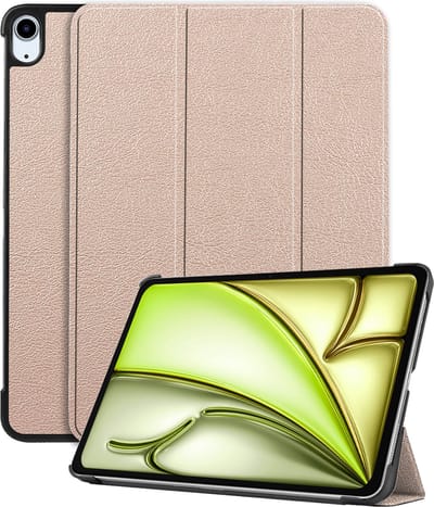 Hoes - Geschikt voor Apple iPad Air (2024/2025/2026) - 11 inch - Dun & Stevig - Trifold Bookcase - Hard Cover - Hardcover Book Case - Tablet Hoesje - Goud