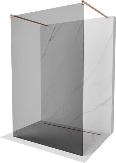 Mexen Kioto vrijstaande douchewand 100 x 200 , grafiet 8 mm, geborsteld koper - 800-100-002-65-40