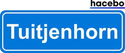 Hacebo - Plaatsnaam Sticker - 29x10 CM - Tuitjenhorn sticker - Verkeersborden sticker - grappige cadeaus - Tuitjenhorn