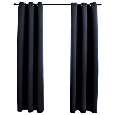 vidaXL Verduisteringsgordijnen met ringen 2 stuks zwart 97x213 cm stof