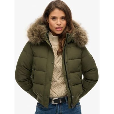 Superdry Everest Hooded Bomber Jas Khaki Grootte: 38