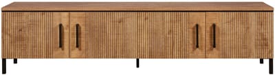 TV-Meubel Culemborg - Houtlook/Metaal - Mango/Metaal - 200x50x45 cm (BxHxD) - Verticale Latten - Softclose