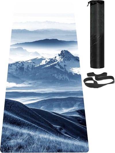 Yogamat, antislip, milieuvriendelijke trainingsmat met draagriem, dikke oefen- en trainingsmat voor yoga, pilates en fitness (183 cm x 61 cm x 6 mm)