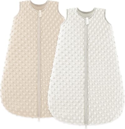 Babyslaapzak 2 stuks - Winterslaapzak baby - Comfortabel slapen - Praktische 2-weg rits - 1.5 TOG 67 cm - Wit
