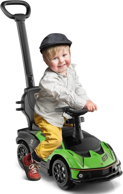 Loopauto 3-in-1 - Duwauto Kinderwagen - Peuter Ontwikkeling - Veiligheidsbeugels en Voetensteun - 86 x 40 x 905 cm - Groen