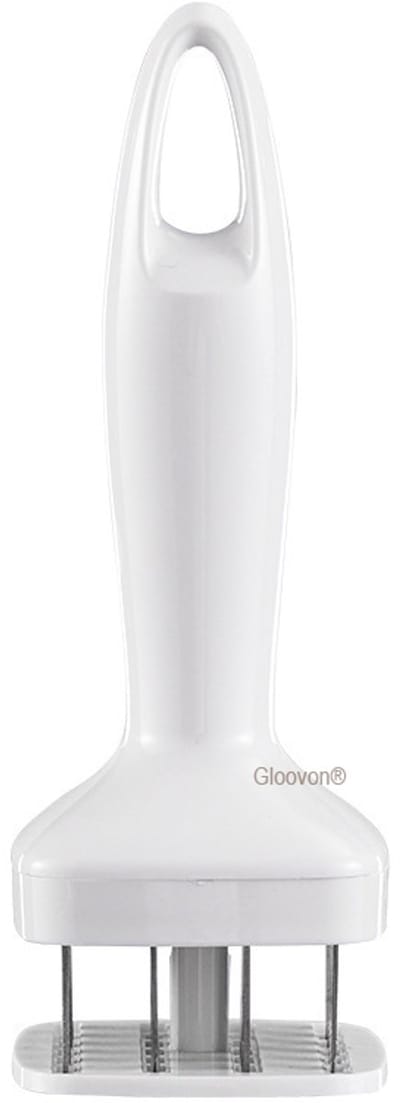 Gloovon® - Vleesprikker - Steakvermalser - Vleesvermalser - Meat Tenderizer - 24 ultra scherpe RVS naalden - Wit