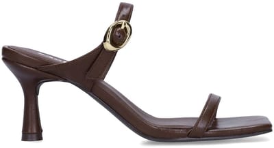 Sacha - Dames - Bruine leren sandalen met hak - Maat 41