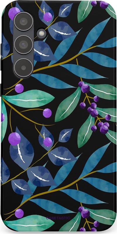 Casetastic hoesje geschikt voor Samsung Galaxy A55 - Dubbellaagse bescherming - Besjes fantasie - Fashion Case - Zwart Petrol Saliegroen