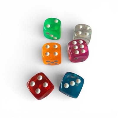 Dobbelstenen – Set van 6 Stuks – 12 x 12 x 12 mm – Acryl – Voor Bordspellen, Kaartspellen en Cashstuffing Challenges