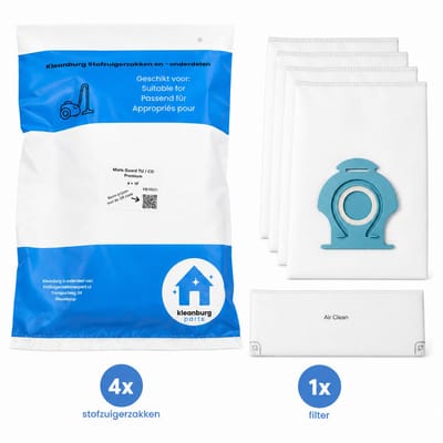 Kleanburg Vervangende stofzuigerzak – compatibel met Miele HyClean Pure TU & CO / Guard S1, L1, M1 – niet origineel (4 zakken + filter)