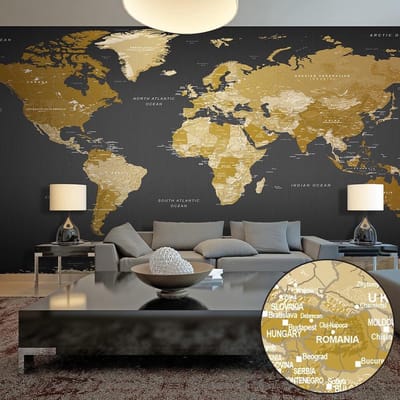 Fotobehang – Behangpapier - Fotobehang XXL - World Map: Modern Geography II 500x280 - Artgeist