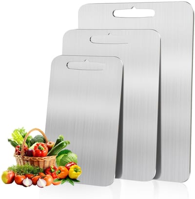 Dailygoods- Snijplank Set - Dubbelzijdige Snijplanken - Roestvrij Staal - Voor Groenten/Vlees/Fruit - Betaalbaar en Duurzaam - Professionele Kwaliteit - Snijplankset