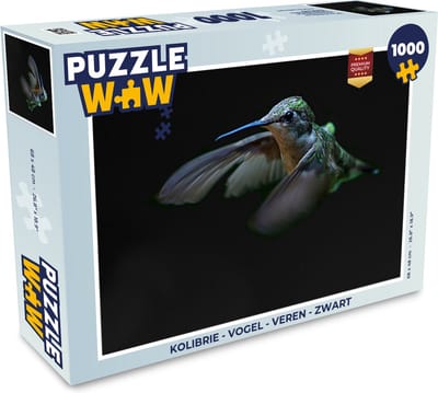 Puzzel Kolibrie - Vogel - Veren - Zwart - Legpuzzel - Puzzel 1000 stukjes volwassenen