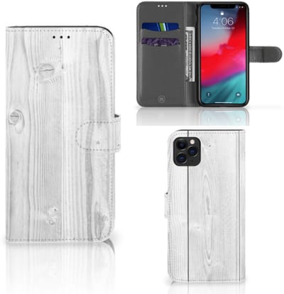 Apple iPhone 11 Pro Max Book Style Case White Wood