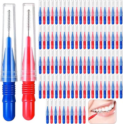 Tussenruimte Borstels - Interdentale Ragers - Tanden Reinigen - Herbruikbaar Gereedschap - 5.5 cm Lengte - Rood Blauw