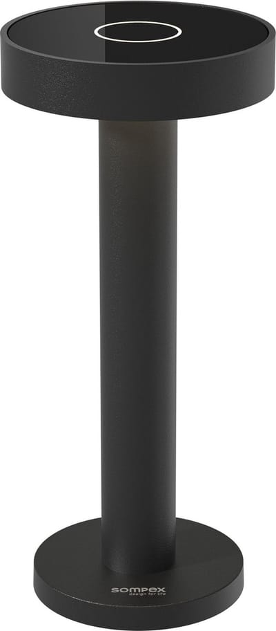 Sompex Tafellamp Boro | Zwart - tafellamp voor binnen of buiten met oplaadstation USB wisselbaar in Warm of koud witte kleur