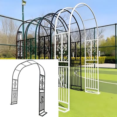 Rozenboog Metaal - Tuinboog Klimplanten - Decoratieve Tuinaanleg - Roestvrij Gegalvaniseerd - H 230 cm - Zwart