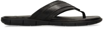 Manfield - Heren - Zwarte leren slippers - Maat 40
