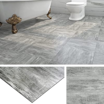 Zelfklevende Vinyl Vloerbedekking 30 x 30 cm voor Keuken en Badkamer, Grijze Tegels, Waterdicht en Duurzaam voor Woonkamer en Houten Vloeren