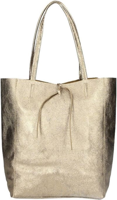 Bronzen Metallic Leren Shopper - Leder - Shoppers - Handtassen - Brons - Italiaans Leer