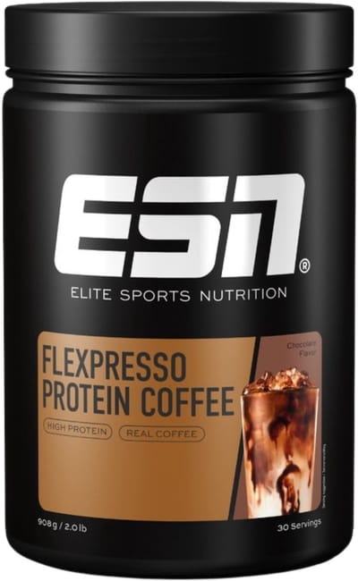 ESN FLEXPRESSO Whey Proteine Poeder, Chocolade, 908 g, 30 Porties – Wei Eiwitshake met Koffie & Cafeïne