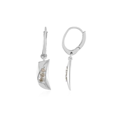 Cavill - Zilveren Oorbellen met 0,262 ct I2 Champagne Diamanten - 925 Sterling Zilver Geplaatst - Elegante Ronde Briljant Oorbellen - 30 mm