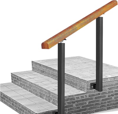 Trapleuning Buiten - Steunstang Trap - Veiligheid Vergroten - Verstelbare Hoekhouders - 100 kg Draagkracht - Zwart