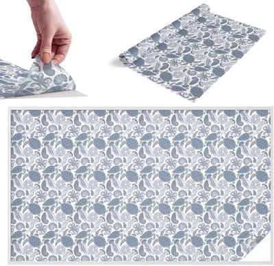 Tulup Raamfolie Anti inkijk - Oceaanleven Melkglas Folie - 200x116 cm - Blauw Anti inkijk Raamfolie Glas in Lood - Zonwerende Raamfolie - Voor de badkamer, slaapkamer, hal - Privacy Folie Raam Glas in Lood