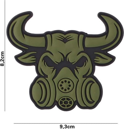 Embleem, 3D PVC Gasmask bull groen