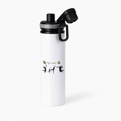 Hacebo® - Voetbal met naam - waterfles met draaidop grijs - Voetbal - Voetbal fans - Cadeau - Verjaardag - Geschenk - Gepersonaliseerd - water fles - 850ML