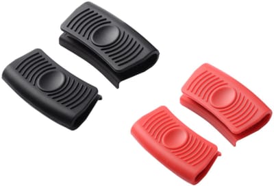 2 paar - Siliconen pannenlap - handgreephouders - kookpothouder pannenhandvat - rood,zwart - Siliconen - voor keuken, pot, pan en kookgerei - 8*4*1.2 cm