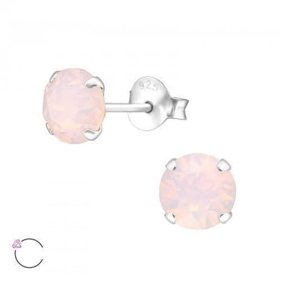 Aramat Jewels | Oorbellen | 925 Zilveren Kristal Oorbellen - Sprankelende Zirkonia Studs | 4mm / Opaal Roze | | | Zilver | Kinderen, Volwassenen | Verkleurd niet