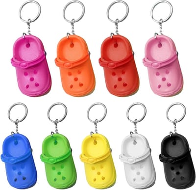 9 stuks mini-schoen sleutelhanger, pantoffels sleutelhangers, krokodillensleutelhanger, krokodillensleutelhanger, schoenbedels sleutelhanger, tas hanger accessoires voor sleutels, tas,