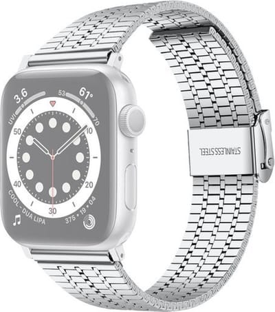 By Qubix - Geschikt voor Apple Watch bandje - Metalen bandje - Zilver - Geschikt voor Apple watch 38mm / 40mm / 41mm / 42mm - Smartwatch bandje
